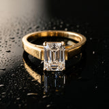 Yellow gold Emerald Solitaire Engagement Ring with Four-Prong Setting and Tapered Band_16