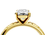 Yellow gold Emerald Solitaire Engagement Ring with Scrollwork Band and Four-Prong Setting_185