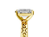 Yellow gold Emerald Solitaire Engagement Ring with Scrollwork Band and Four-Prong Setting_186