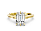 Yellow gold Emerald Solitaire Engagement Ring with Six-Prong Setting and Classic Band