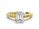 Yellow gold Emerald Solitaire Floral Milgrain Engagement Ring_48