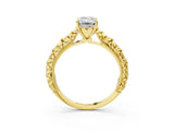 Yellow gold Emerald Solitaire Floral Milgrain Engagement Ring_51