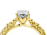 Yellow gold Emerald Solitaire Floral Milgrain Engagement Ring_52