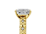 Yellow gold Emerald Solitaire Floral Milgrain Engagement Ring_53