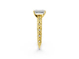 Yellow gold Emerald Solitaire Floral Milgrain Engagement Ring_62
