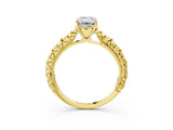 Yellow gold Emerald Solitaire Floral Milgrain Engagement Ring_63