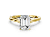 Yellow gold Emerald Solitaire Heart Prong Engagement Ring with Tapered Band_55