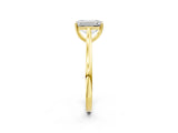 Yellow gold Emerald Solitaire Heart Prong Engagement Ring with Tapered Band_57