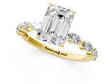 Yellow gold Emerald Solitaire Marquise Side Stone Prong Setting Ring_66