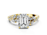 Yellow gold Emerald Solitaire Marquise Twist Band with Six-Prong Setting_93