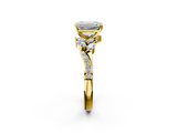 Yellow gold Emerald Solitaire Marquise Twist Band with Six-Prong Setting_95