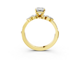 Yellow gold Emerald Solitaire Marquise Twist Band with Six-Prong Setting_96