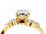Yellow gold Emerald Solitaire Marquise Twist Band with Six-Prong Setting_97