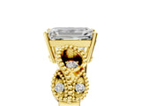 Yellow gold Emerald Solitaire Milgrain Leaf Band with Prong Setting_9