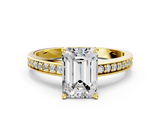 Yellow gold Emerald Solitaire Pavé Band Prong Setting Ring_20