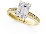 Yellow gold Emerald Solitaire Pavé Band Prong Setting Ring_21