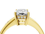 Yellow gold Emerald Solitaire Pavé Band Prong Setting Ring_24