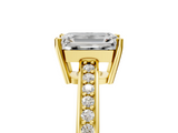 Yellow gold Emerald Solitaire Pavé Band Prong Setting Ring_25