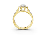 Yellow gold Emerald Solitaire Pavé Band Prong Setting Ring_40