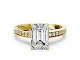 Yellow gold Emerald Solitaire Pavé Band Prong Setting Ring_49