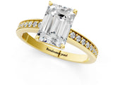 Yellow gold Emerald Solitaire Pavé Band Prong Setting Ring_50