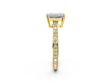 Yellow gold Emerald Solitaire Pavé Band Prong Setting Ring_51
