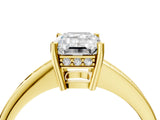 Yellow gold Emerald Solitaire Pavé Band Prong Setting Ring_53