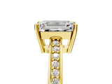 Yellow gold Emerald Solitaire Pavé Band Prong Setting Ring_54