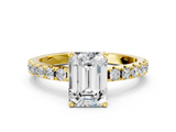 Yellow gold Emerald Solitaire Pavé Band with Four-Prong Setting_139