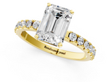 Yellow gold Emerald Solitaire Pavé Band with Four-Prong Setting_140