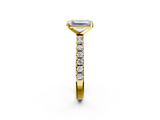 Yellow gold Emerald Solitaire Pavé Band with Four-Prong Setting_141