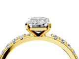 Yellow gold Emerald Solitaire Pavé Band with Four-Prong Setting_143