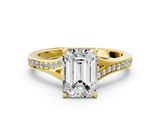 Yellow gold Emerald Solitaire Pavé Band with Four-Prong Setting_79