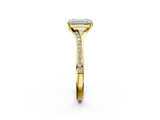 Yellow gold Emerald Solitaire Pavé Band with Four-Prong Setting_81