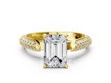 Yellow gold Emerald Solitaire Pavé Diamond Engagement Ring with Four-Prong Setting_131