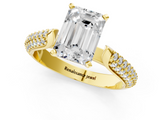Yellow gold Emerald Solitaire Pavé Diamond Engagement Ring with Four-Prong Setting_132