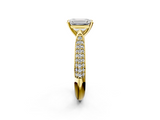 Yellow gold Emerald Solitaire Pavé Diamond Engagement Ring with Four-Prong Setting_133
