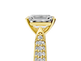 Yellow gold Emerald Solitaire Pavé Diamond Engagement Ring with Four-Prong Setting_136