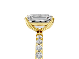 Yellow gold Emerald Solitaire Pavé Diamond Engagement Ring with Four-Prong Setting_64