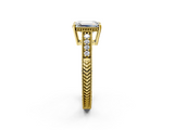Yellow gold Emerald Solitaire Pavé Diamond Milgrain Engagement Ring with Four-Prong Setting_8