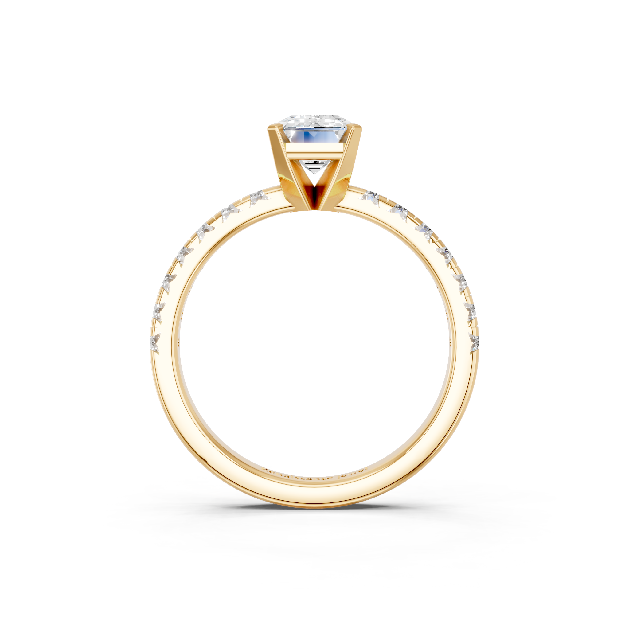 Yellow gold Emerald Solitaire Pave Diamond Engagement Ring with Four-Prong Setting_188