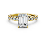 Yellow gold Emerald Solitaire Pave Diamond Engagement Ring with Four-Prong Setting_359