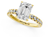Yellow gold Emerald Solitaire Pave Diamond Engagement Ring with Four-Prong Setting_360