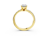 Yellow gold Emerald Solitaire Pave Diamond Engagement Ring with Four-Prong Setting_362