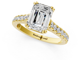 Yellow gold Emerald Solitaire Pave Diamond Engagement Ring with Prong Setting_33
