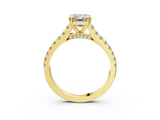Yellow gold Emerald Solitaire Pave Diamond Engagement Ring with Prong Setting_35