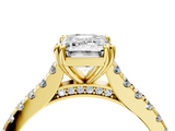 Yellow gold Emerald Solitaire Pave Diamond Engagement Ring with Prong Setting_36