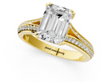 Yellow gold Emerald Solitaire Pave Split Shank Engagement Ring with Six-Prong Setting_47