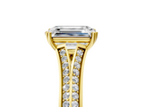 Yellow gold Emerald Solitaire Pave Split Shank Engagement Ring with Six-Prong Setting_51