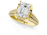 Yellow gold Emerald Solitaire Pave Split Shank Ring with Four-Prong Setting_82